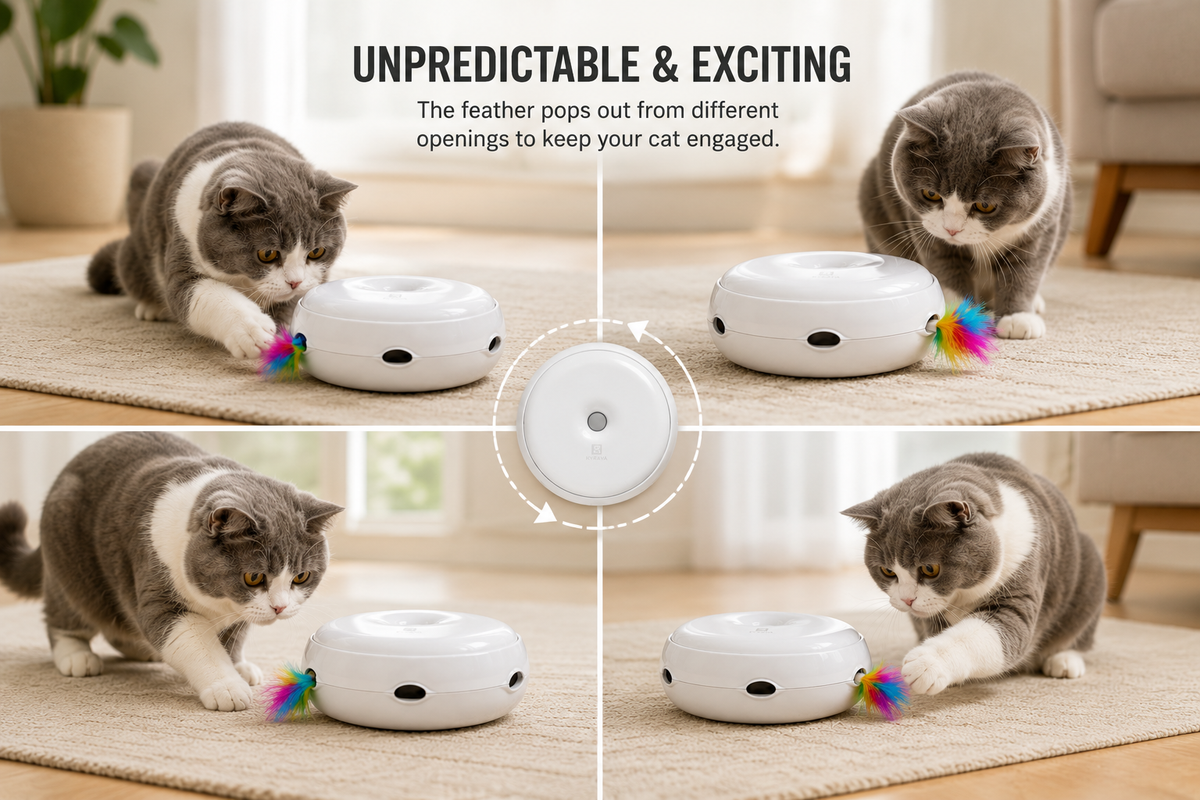 KYRAVA Hide and Hunt interactive cat toy feature overview