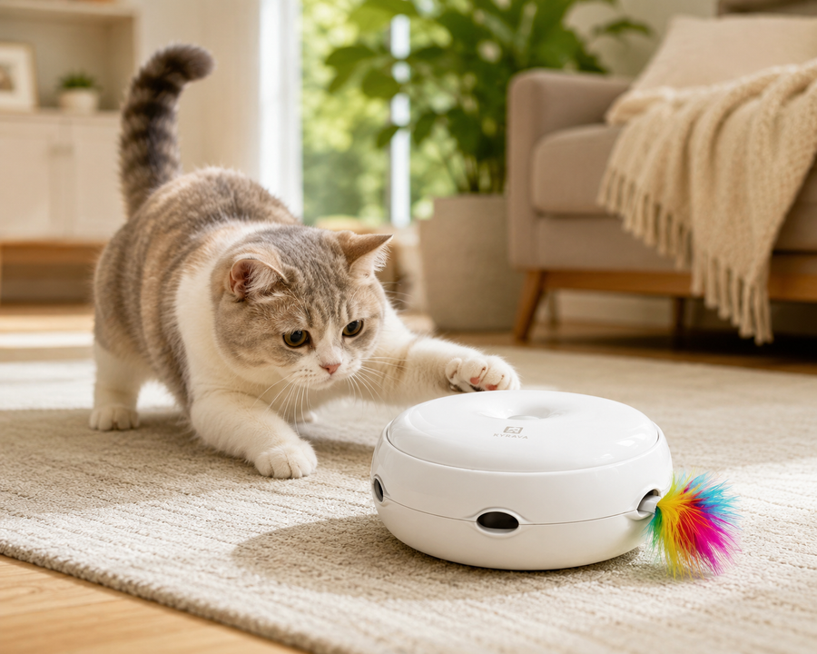 KYRAVA™ Hide &amp; Hunt Interactive Cat Toy in use